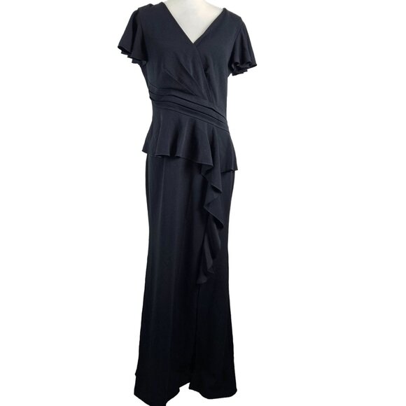Vfshow Elegant Black Women's Evening Dress Ruffled Peplum & Flounce Size Large - Picture 1 of 13